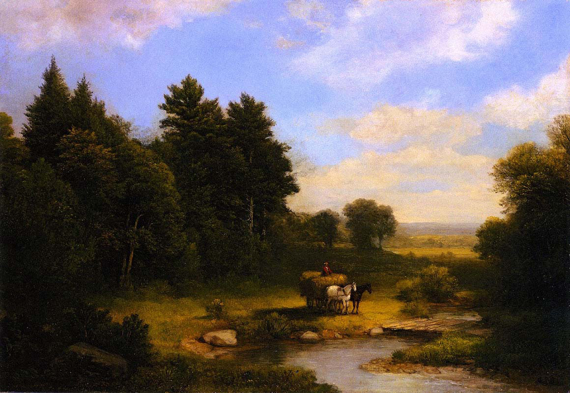 Rural Landscape with Hay Wagon